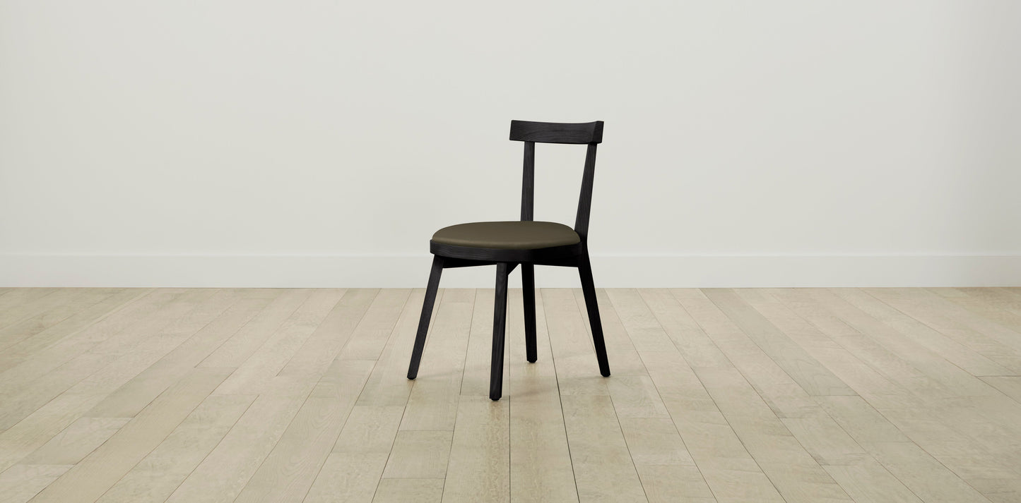 The Allen  - Pebbled Leather Truffle Dining Chair