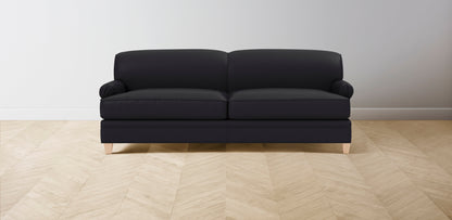 The Carmine  - Pebbled Leather Ink Sofa