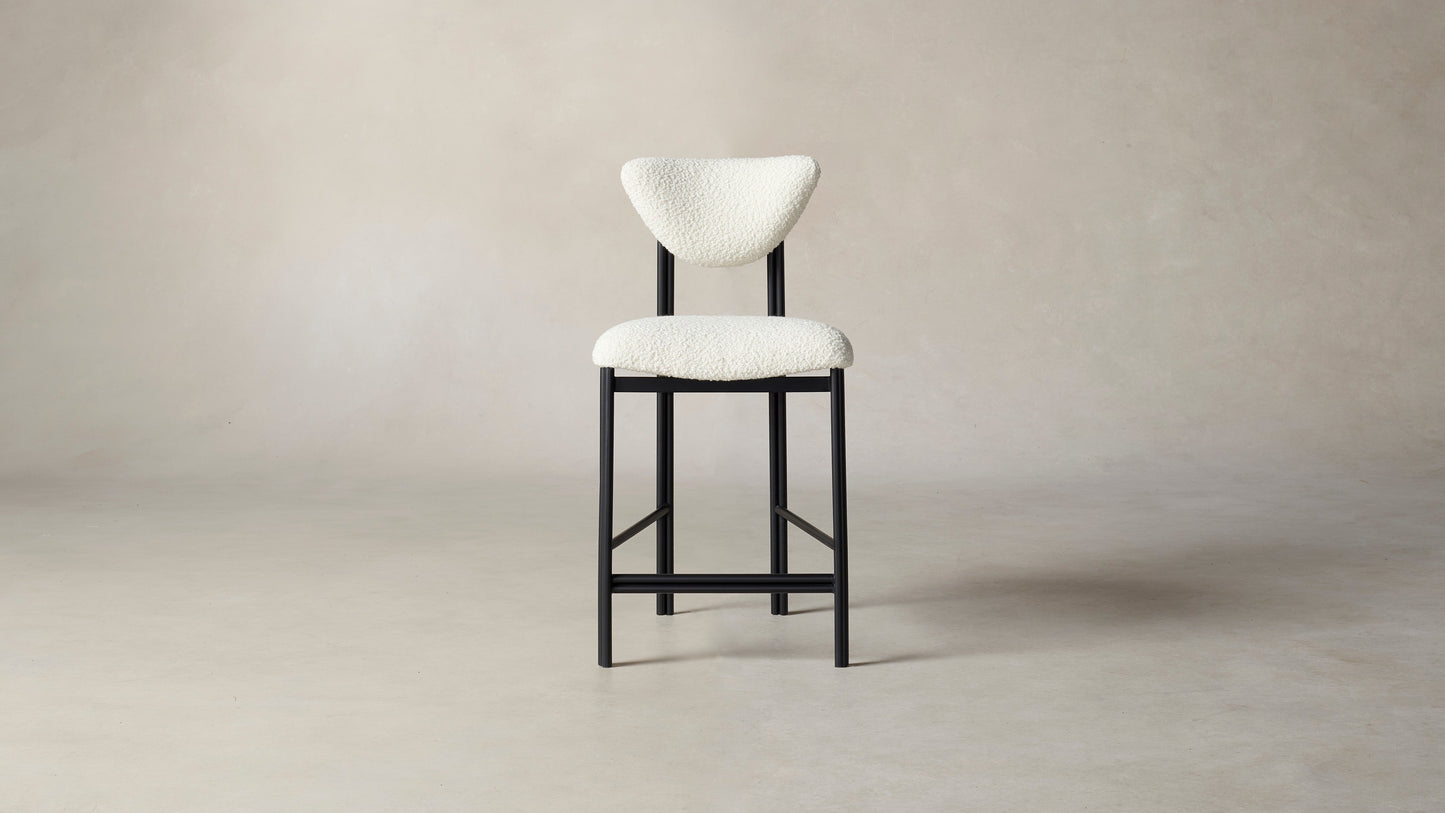 The Cooper  - Italian Bouclé White Counter Stool